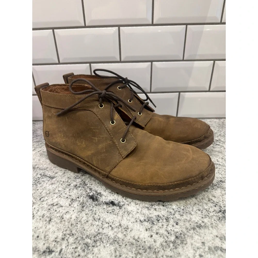 Born Chukka Boots Distressed Leather Ankle Lace Up Casual Brown‎ Mens 12M